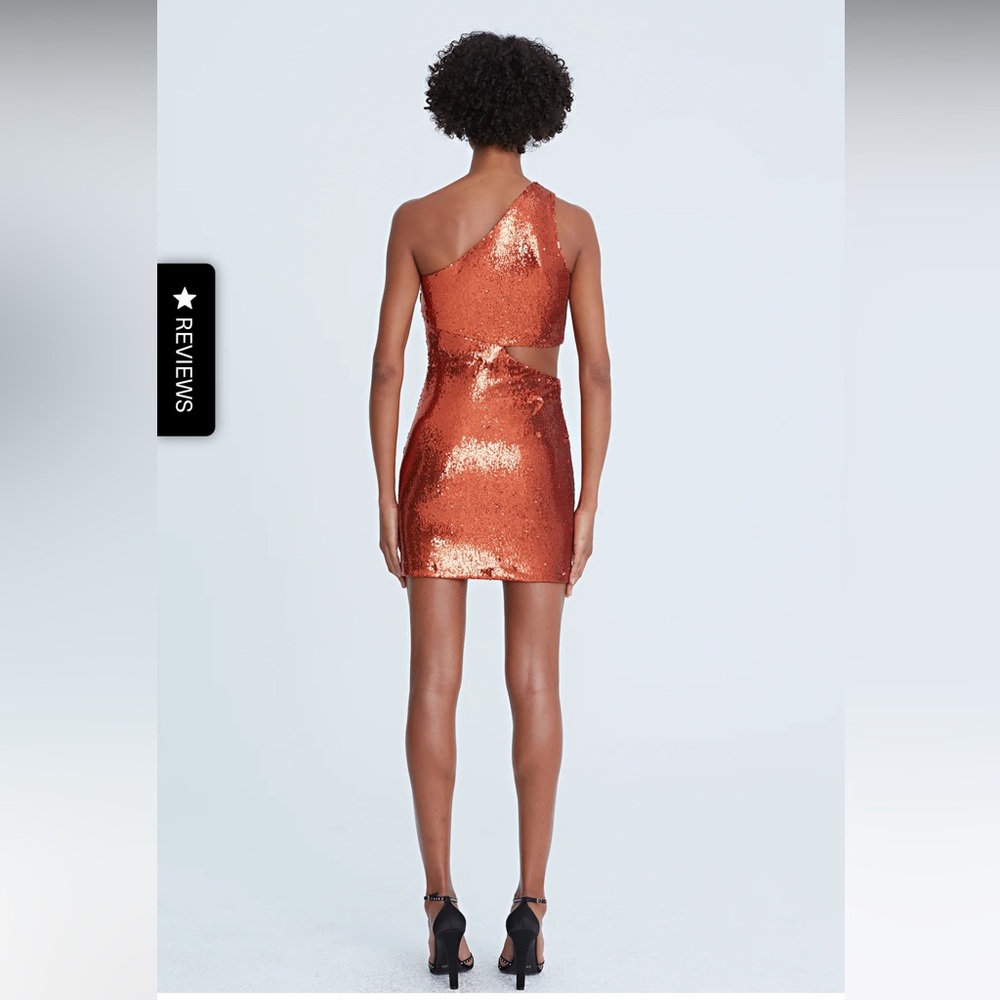 NWT Halston VAL SEQUIN ONE SHOULDER MINI 16 - Picture 4 of 9